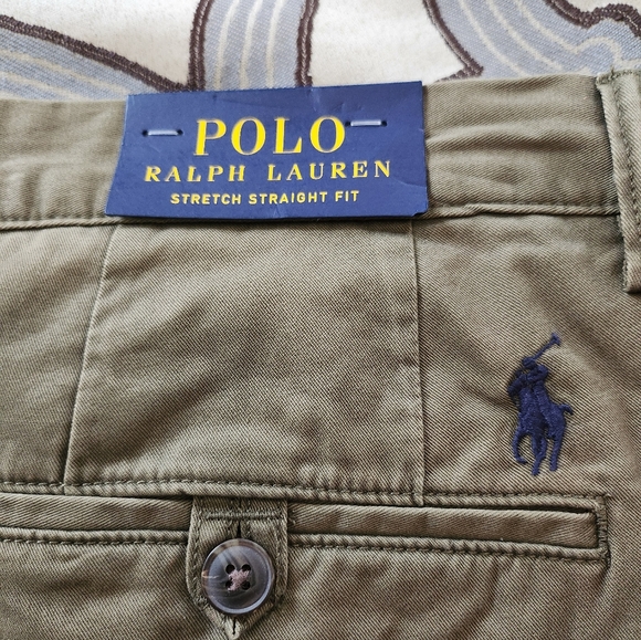 SOLD!!$115 Polo Ralph Lauren Chino Pants Mens 34x34 Green Khaki Stretch Straight - Picture 4 of 10